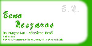 beno meszaros business card