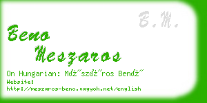 beno meszaros business card